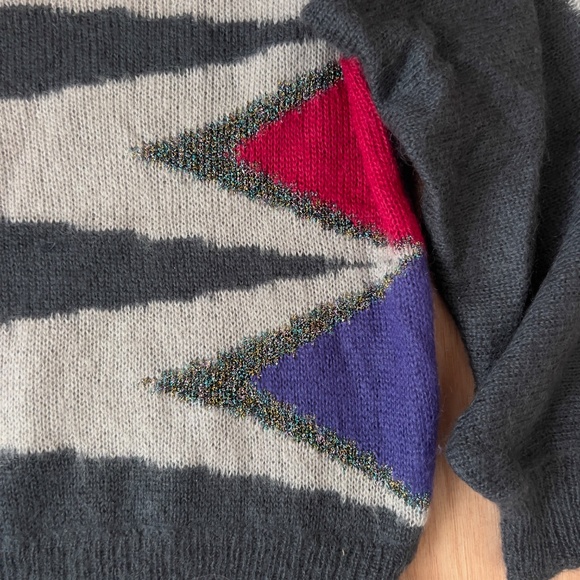 Vintage Escada superkid mohair blend sweater size 38 crewneck blue puff sleeve - Picture 3 of 7